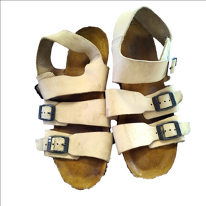 Naot Utopia Lamego cream and brown buckled adjustable sandals slip on size 39/9